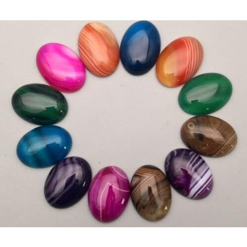 Mixed Striped onyx natural stone beads for jewelry making 25X18MM cab cabochon fashion Ring accessories 12Pc no hole