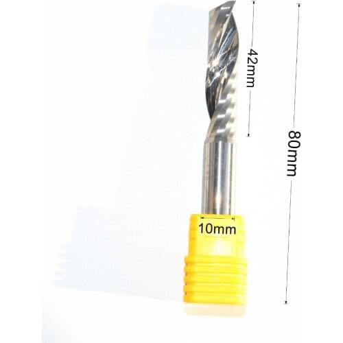 10mm*42mm-Class-3A 1 Flute Spiral End Mill,CNC tungsten milling Cutter,Solid carbide woodworking router bit tool,PVC,MDF,Acrylic