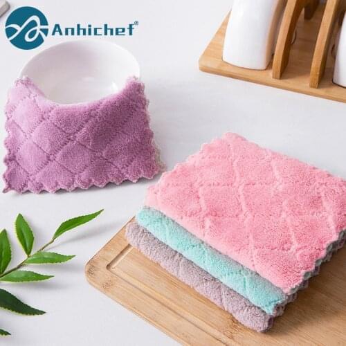 Kitchen Cleaning Rags Anti-grease Efficient Super Absorbent Microfiber Wiping Rags Cloth For Washing Dish Cleaning Towel