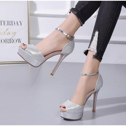 Sexy High Heels Woman Pumps Rhinestone Women Wedding Shoes Ankle Strap High Heel Sandals Platform Ladies Stilettos Sandalias