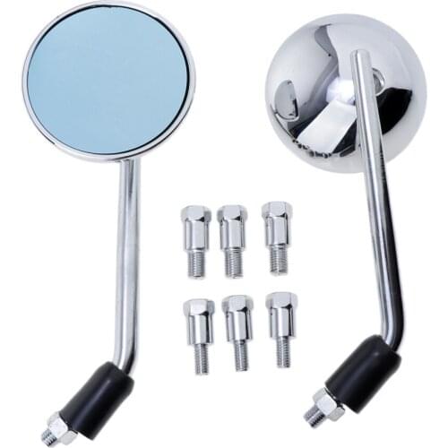 1 Pair Universal Plastic Motorcycle Adjustable Mirror Round Motorcycle Handlebar Rearview Mirror CNC 7/8 Inch Silver