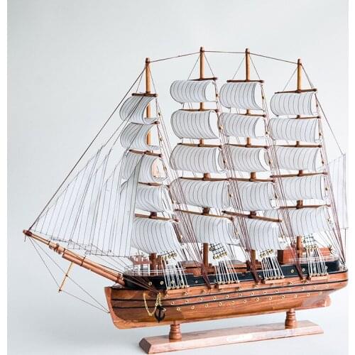 [ Assembled ] 80cm Large 3D Wooden Sailboat Model Craft Toys Sailing Boat Ship Mediterranean home decor New Hose Gift to friend