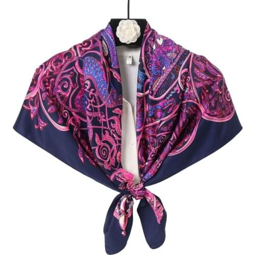 Spring and Autumn Shawl Womens Temperament Decorate Twill Satin Scarf Elegant Printing Female Sex Daily Casual