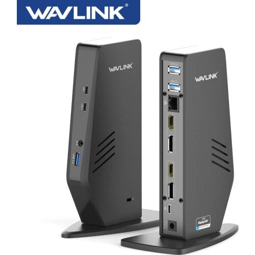 Wavlink Laptop USB C Docking station Dual DP/Dual HDMI 4K Docking Station 5K for Type-C and Type-A PC for MAC OS Samsung Lenovo