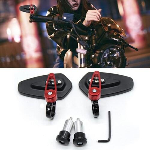 1 Pair 22mm Universal Motorcycle Aluminum Rear View Black Handle Bar End Side Rearview Mirrors