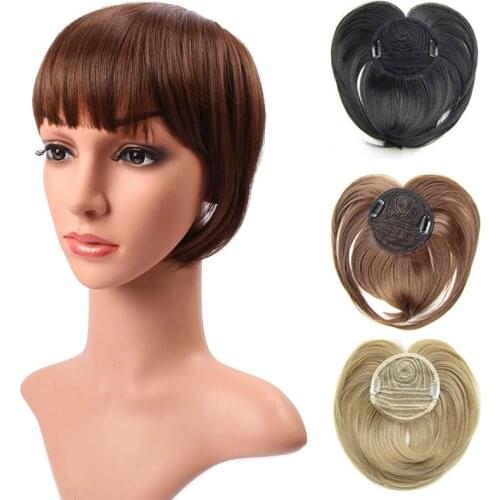 Gres Women Straight Synthetic Hairpieces High Temperature Fiber 18 Colors Women Clip-in Middle Parting Bangs