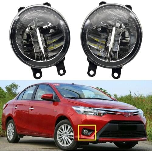 1pair Car-Styling For Toyota Yaris Sedan 2014 2015 2016 9-Pieces Leds Chips LED Fog Head Lamp H11 12V 55W Halogen Fog Lights