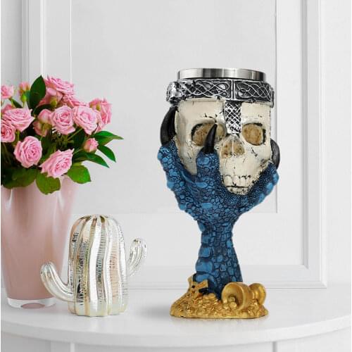 Stainless Steel Retro Design 3D Mug Halloween Scary Bones Decor Resin Horror Skull Skeleton Goblet Cup Gothic for Bar Party Gift