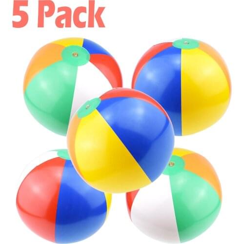 5pcs 25cm Pvc Inflatable Beach Ball Children Adult Beach Pool Party Garden Inflatable Toy Classic Rainbow Color Ball