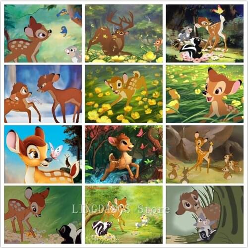 5D DIY Full Drill Diamond Painting Disney Bambi Cartoon Animal Diamond Mosaic Embroidery Cross Stitch Kits Art Home Decor Gift