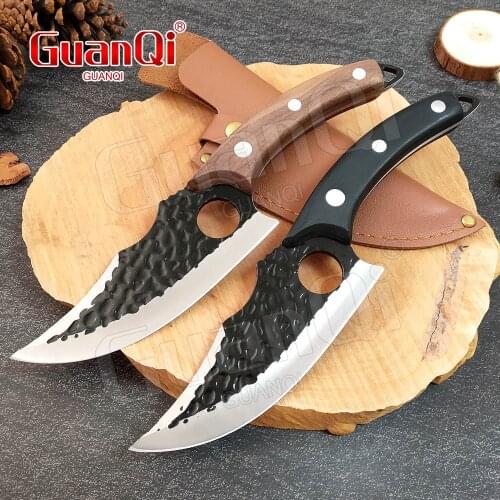 6 Inch Handmade Boning Kitchen Knife Outdoor Hunting Knife Meat Cleaver Stainless Steel Butcher Knife Chopping Boning Knife