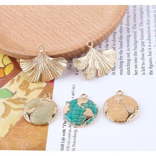 DIY Handmade Jewelry Accessories Alloy Oil Globe Arkin Ginkgo Leaves Pendant Earrings Earrings Material