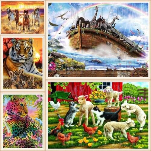 5D DIY Full square/round Diamond Painting Animals,elephant, whale, tiger,dogsDiamond Embroidery 3D Cross Stitch Home Decor Gift