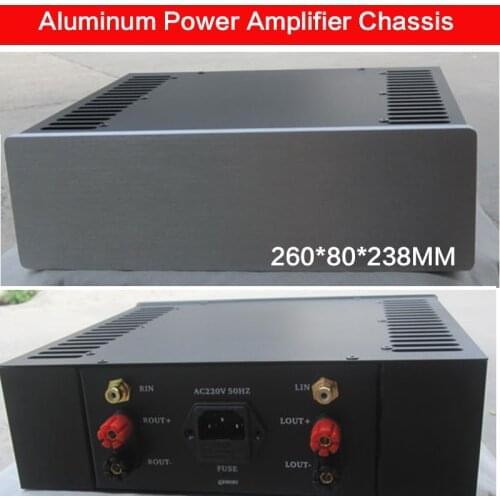 260*80*238MM Aluminum Power Amplifier Chassis with Radiator Case DIY MINI Amplifier Shell Q26 Small Armor Box Audio House