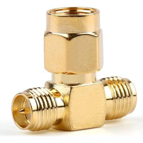 Artudatech 10Pcs /10Pcs Adapter RP-SMA Jack Male To 2 RP-SMA Plug Female T RF Connector Triple 1M2F Parts