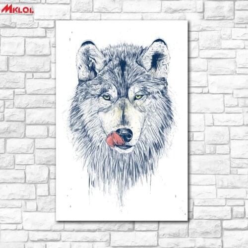 Large Wall Art, dinner ,Restaurant study Bedroom Decor Wall oil Painting Print Nice wall picture for living room no frame wolf