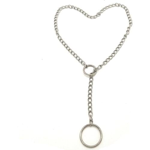 Women Bdsm Curb Chain Necklace Silver Color Halskette Hip Hop Collares Rapper Choker Punk Kolye Party Gothic Jewelry