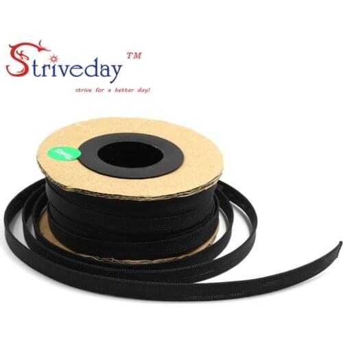 1 Meters Black High quality 10mm Braid PET Expandable Sleeving High Density Sheathing Plaited Cable Sleeves DIY