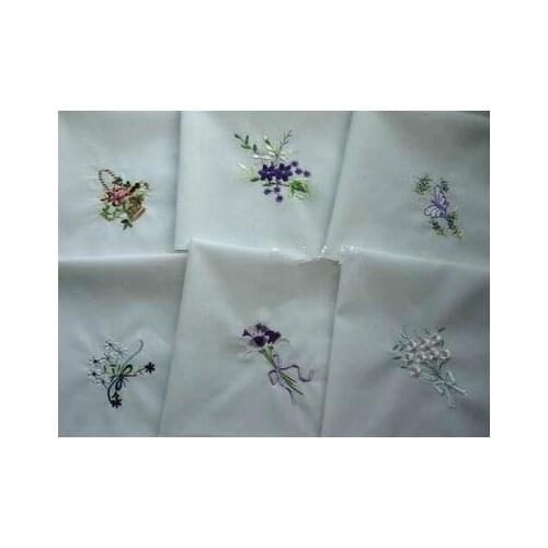 Ladies pure cotton handkerchief, small size pure white embroidery
