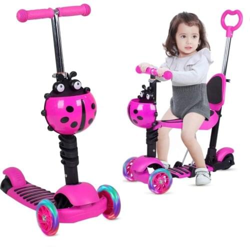 Kids Kick Scooter Kickboard 3 Gears Adjustment Height Kick Scooter 3 In 1 With Flashing LED Wheels Gifts For Children Toys