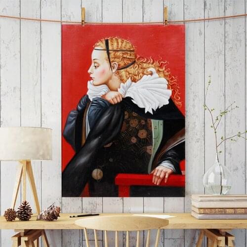 European Medieval knight gorgeous lady painting print affiche retro classique wall art for living room aisle cuadros decoracion