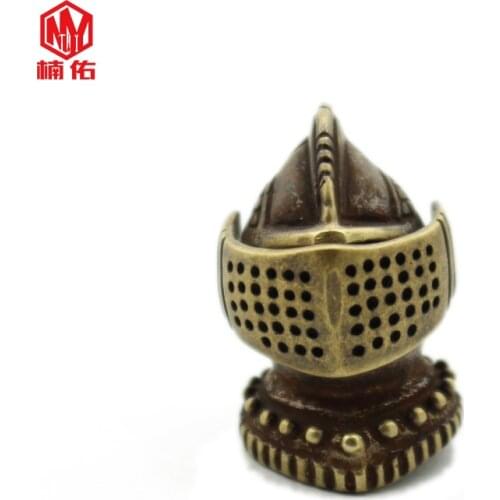 Outdoor Backpack Flashlight 1PCS Brass Knife Beads Ancient Warring States Period Cavalry Helmet Paracord Knife Beads