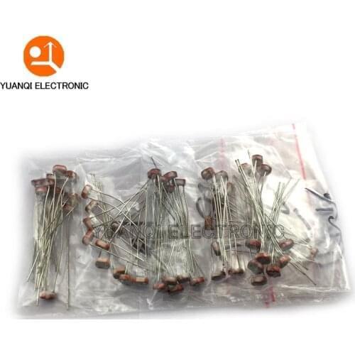 50pcs 5 values * 10pcs LDR Photo Light Sensitive Resistor Photoelectric Photoresistor Kit for 5516 5528 5537 5539 5549