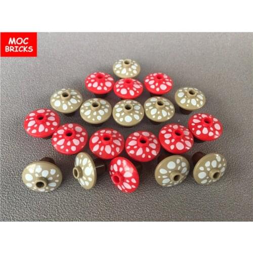 10pcs/lot MOC Bricks DIY Dish 2 x 2 Inverted with Mushroom Spots Pattern & Cone 1 x 1 with Top Groove Building Blocks kids gift
