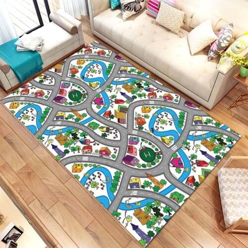 Town And Road Pattern Carpet, Baby Rug, Area Rug, 3d Print Carpet, Non Slip Flor Carpet, Kids Room Rugs, Awesome Rugs