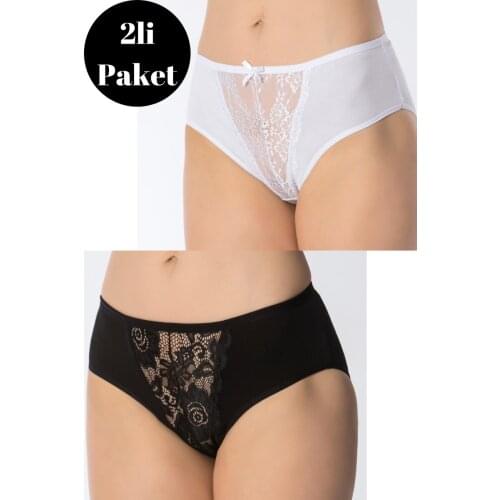 LUXXA 2 Lİ BLACK-WHITE FRONT LACE DETAILED WOMEN BATO INNER THE LINEN kit