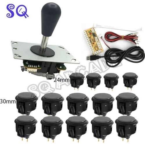 Handle Arcade Set Kits 30mm Push Buttons 5 Pin Joystick batop DIY Replacement Part USB Cable Encoder Board To PC
