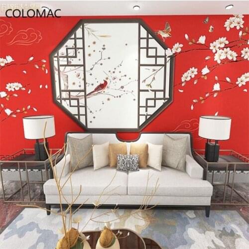 Colomac Custom Chinese Forbidden City Red Wall Paper 8D Reasoning Game Background Mural Self-adhesive Wallpaper Drop Shopping