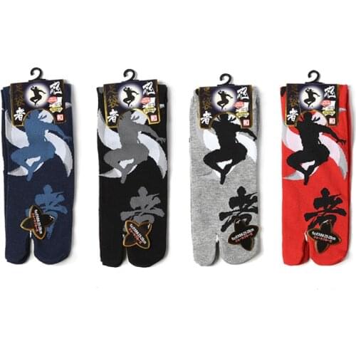 YOOWALK sandal short socks Unisex Socks Cotton ninja design Split Toe Socks flip flop socks tabi