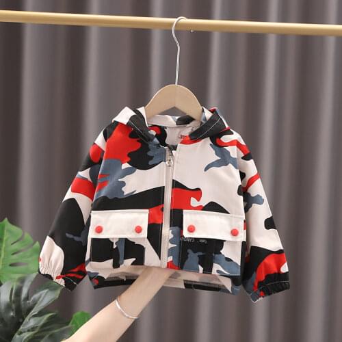New Autumn Baby Boys Cartoon Hooded Zipper Coat Outwear Sweatshirt Camouflage Spring Kids Jackets Children Clothing 0-5 YEARS