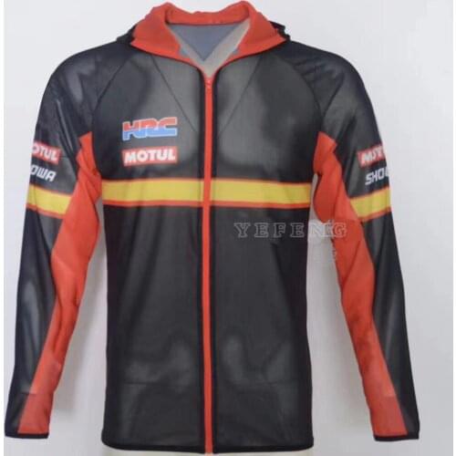 New Arrival Motorcycle Summer Mesh Anti-UV Zip Hoodie for Honda Team HRC Motocross ATV Bike Sun Protection Clothing