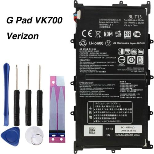 Original LG G Pad Tablet Battery for LG G Pad VK700 Verizon Tablet 3.8V 8000mAh BL-T13