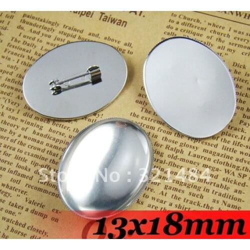 Silver Plated 300piece 13x18mm Oval Cameo Cabochon Setting Brooch Base Brooch Blanks Brooch Safety Pins