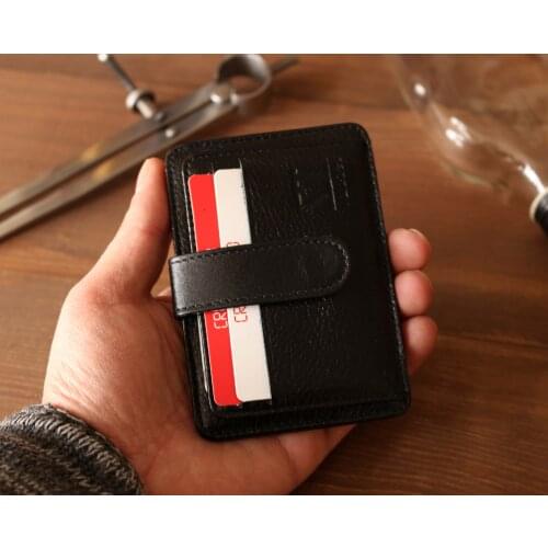 Valuaes Personalized Casual Card Holder Handmade Genuine Leather Wallets 2021 Minimalist Card Holder Coin Holder Men Women Gift