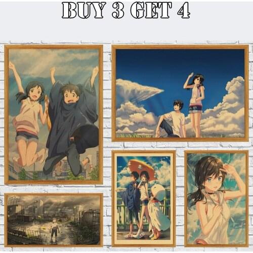 Manga Film Poster Anime Weather Child Movie Poster Kraft Paper And Home Room Bar Wall Decor Poster Art Painting