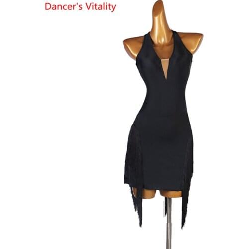 Latin Dance Dress Rumba Cha Cha Fringes Skirt Performance Clothes Profession Custom Female Adult Child Competition Customes