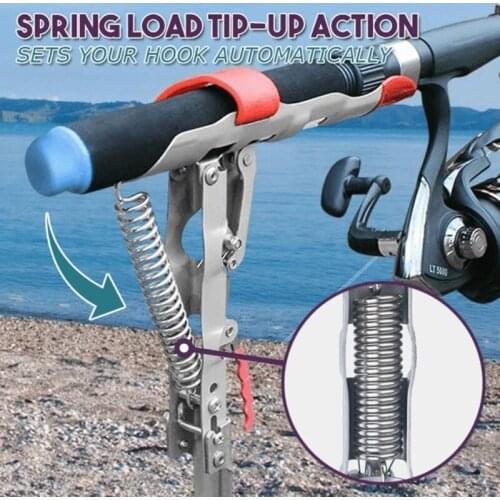 Adjustable Fishing Rod Holder Angle Stainless Steel Auto Tip-Up Ground Stand Lazy Smart Fish Rack for Spinning