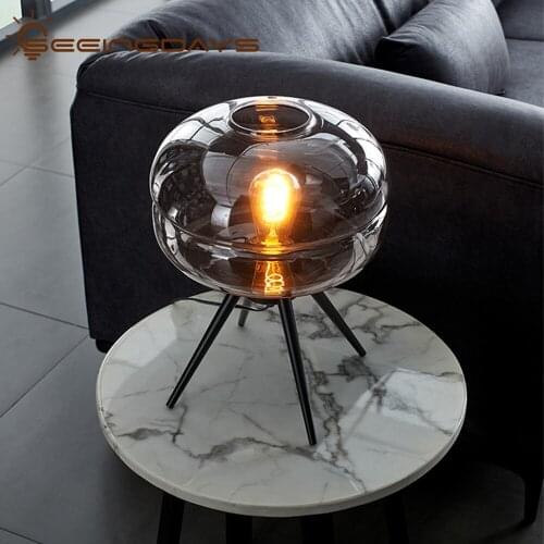 Post-Modern Luxury Nordic Glass Table Lamp for Bedroom Living Room Bedside Lamp Study Room Home Decor EU Plug Art Deco