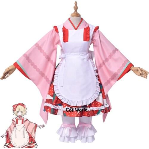Rozen Maiden 15th Anniversary Hinaichigo Strawberry Maid Apron Dress Kimono Uniform Outfit Anime Cosplay Costumes