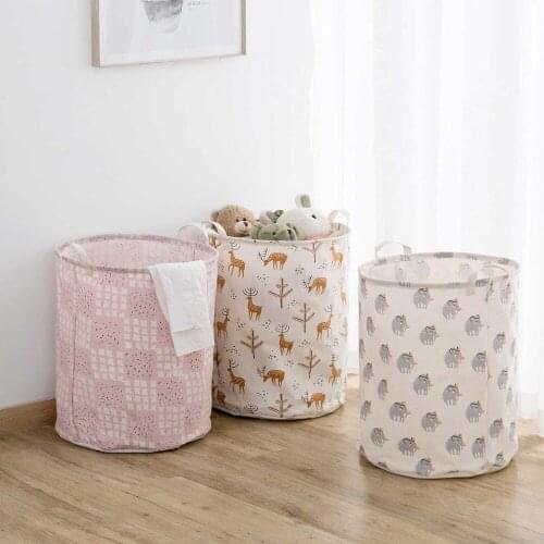 Cotton Linen Foldable Laundry Basket Sundries Clothes Organizer Laundry Bag Kids Toy Storage Buckets Laundry Hamper