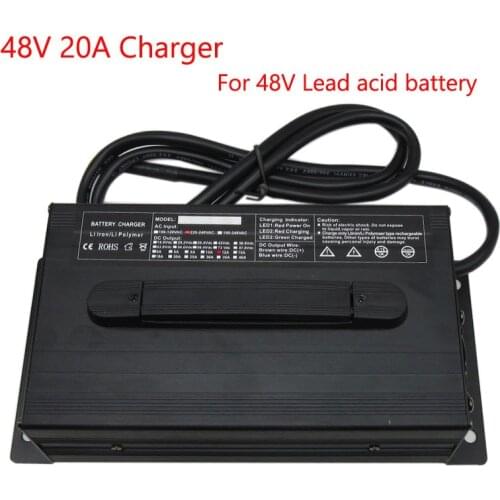 1200W 48V 20A Lead acid charger Output 58.8V 20A 110 /220V for 48V 100AH 200AH lead-acid battery pack golf cart club car charger