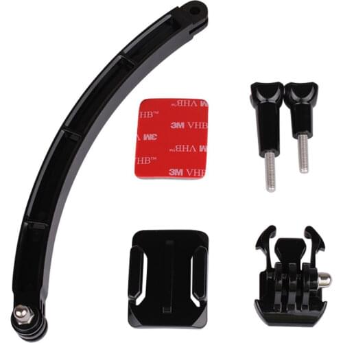 New Helmet Extension Self Photo Arm Kit + Curved Adhesive Mount + Long Plastic Knob Thumb Screw for Gopro Hero 7/6/5/4/3/3+/2/1