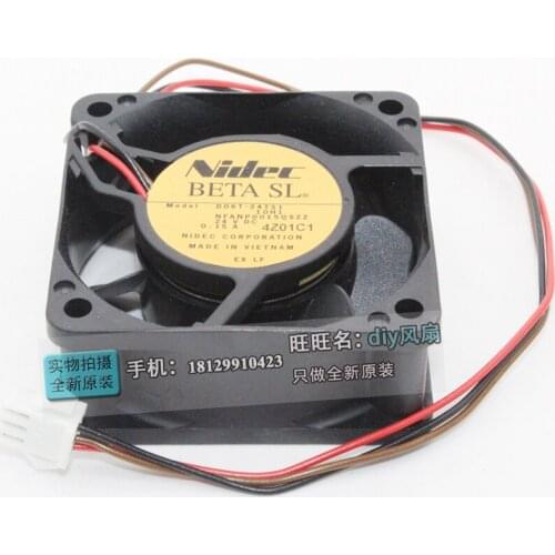 Nidec D06T-24TS1 10H1 Server Cooling Fan DC 24V 0.15A 60x60x25mm 3-wire