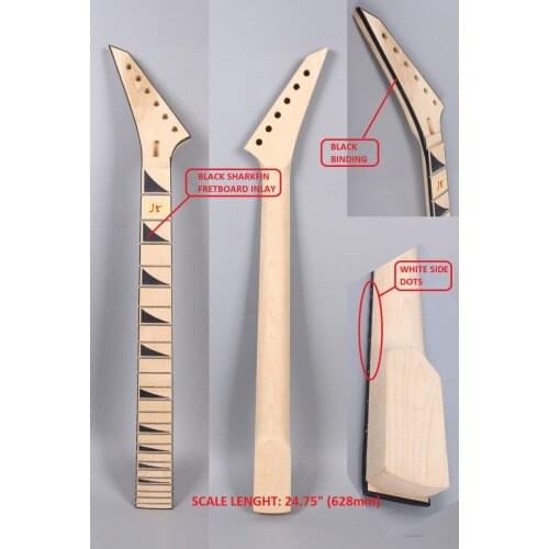 25.5 inch 24 fret high quality Unfinished electric guitar neck maple made maple fingerboar