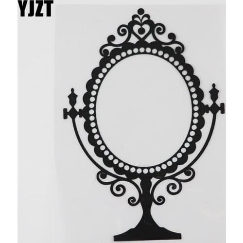 YJZT 10.8CM×15.7CM Art Vintage Mirror Design Decal Vinyl Car Sticker Black/Silver 8A-1180