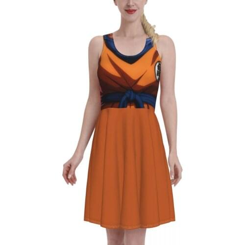 Cosplay Harajuku Otakus R370 Women Dresses Summer 2021 Sexy O Neck Japanese Mango Print Beach Dress Sleeveless Sundress Robe